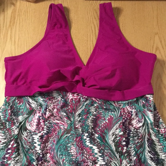 B20 New Women Summer Mae 1pc Swim Dress with Attached Briefs Purple Size 3XL - Picture 2 of 8